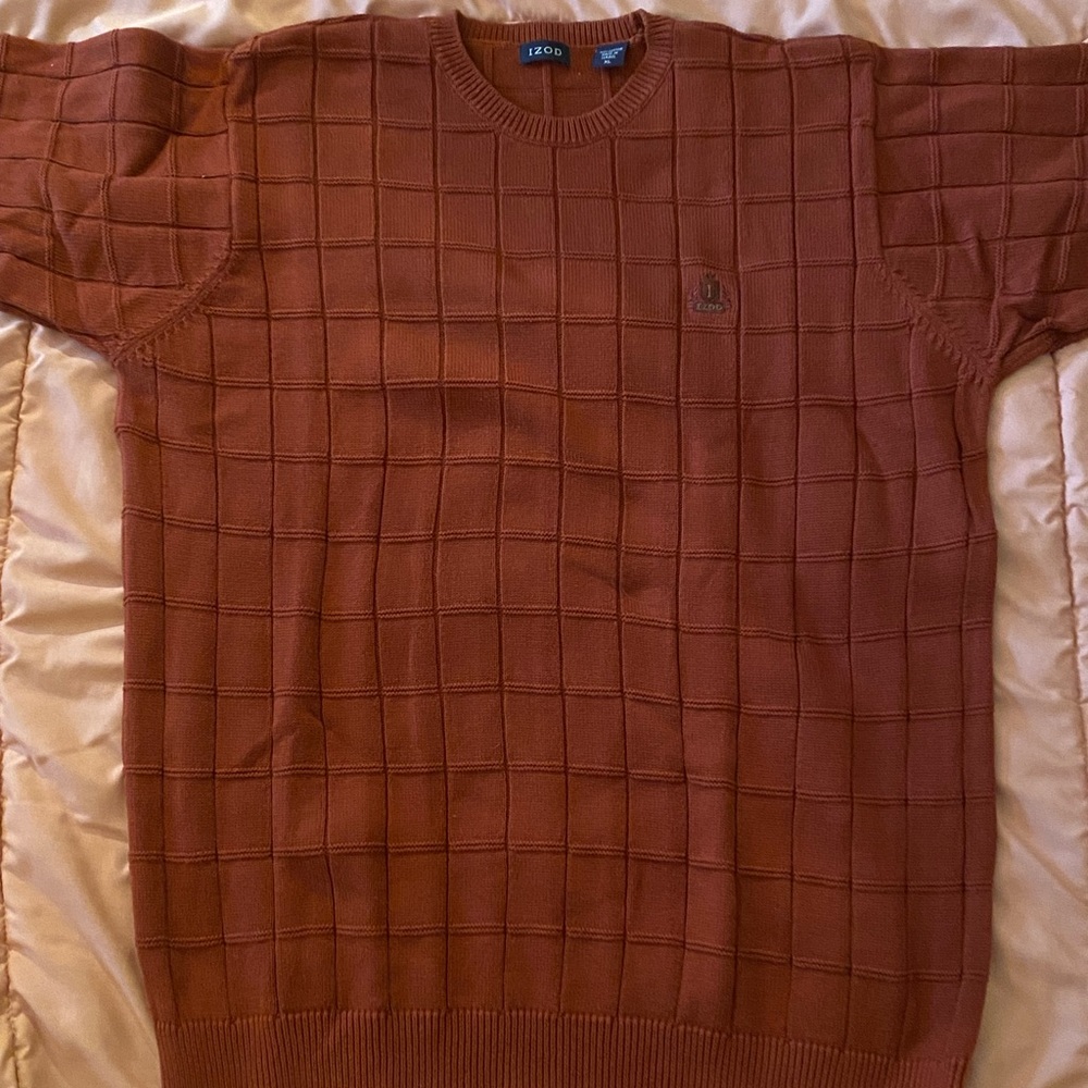 Izod men’s sweater XL size, 100% cotton, rust red